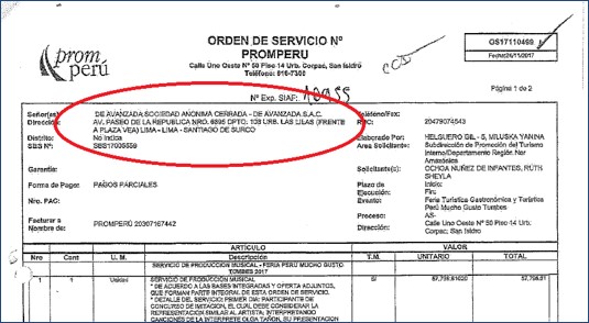 Orden de Servicio PROMPERU